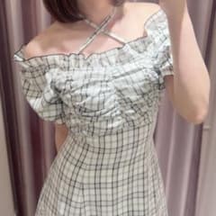 anmille アンミール ネッククロスチェックフレアOP ブラック m51639458465_1.jpg?1784041197