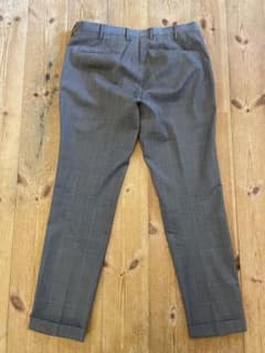 美品インコテックスの春夏グレー チェック柄 スラックス48 - メルカリ