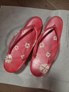 絞り柄 赤色 草履 和装履物のサムネイル