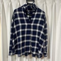 UNIQLO ユニクロ フランネルチェックシャツ ネイビー XL 長袖のサムネイル