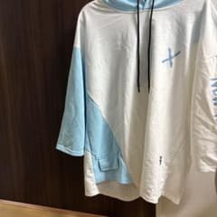 アシンメトリックデザイン パーカー ホワイト/ブルーのサムネイル
