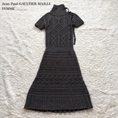 美品✨ジャンポールゴルチエ　ケーブルニット　透かし編み　ワンピース ハイネック 美品✨ジャンポールゴルチエ ケーブルニット 透かし編み ワンピース