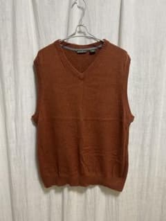 Eddie Bauer コットンカシミアVネックベスト　レンガ