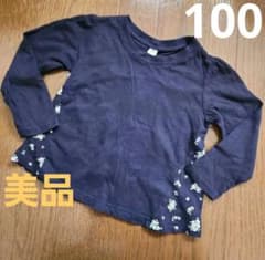 ネイビー 花柄 長袖カットソーのサムネイル