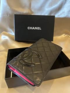 CHANEL カンボンライン 長財布 黒 ピンク 正規品 リペア済 安心鑑定のサムネイル