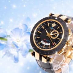 미품 베르사치 VERSACE GMT 데이트 메두사 손목시계 H852