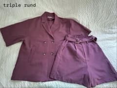 【美品】ダブルジャケット ショートパンツ セットアップ パープルのサムネイル