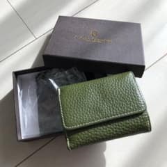 牛革　三つ折り財布　緑色のサムネイル