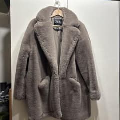 ZARA フェイク ファー コート グレーベージュ 新品 未使用！ - メルカリ