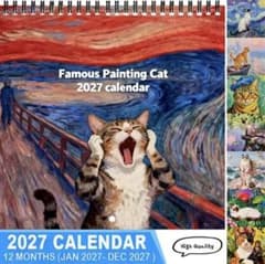 【新品】Famous Painting Cat 2027年 壁掛けカレンダー