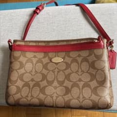 超美品‼️COACH ショルダーバッグ ブラウン レッド　ポーチ付きのサムネイル