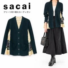 ✩.希少 sacai カーディガン ペイズリー柄 プリーツ ドッキング サイズ2 sacai サカイ ドッキング プリーツ切り替えカーディガン - メルカリ
