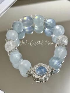 アクアマリン×ハーキマーダイヤモンド 天然石ブレスレットYuki Crystal