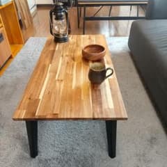 【900mm×450mm】パイン無垢集成材 折りたたみローテーブル アカシア無垢集成材折りたたみローテーブル【900mm×450mm】 - メルカリ
