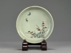 26.3.2 色絵花鳥文皿　時代皿　菓子皿 26.3.2 色絵花鳥文皿 時代皿 菓子皿 - メルカリ