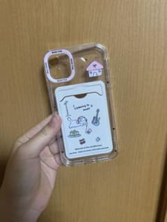 カードポケット付き iPhone11ケース クリア 猫イラストのサムネイル