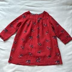 プチバトー18m/81cm ワンピース 赤 花柄　春のサムネイル