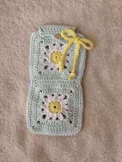 メガネケース ハンドメイド かぎ編み 花モチーフ 内袋付きのサムネイル