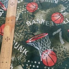 バスケットボール柄★綿オックスプリント生地、カーキ約197cm