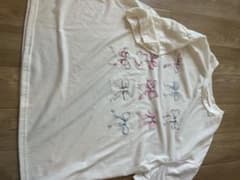SHEIN CURVE リボン柄 半袖Tシャツ ホワイト 0XLのサムネイル
