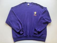 ⁠【90s USA製】ジャージーズ トゥイーティー刺繍 スウェット 紫 XLのサムネイル