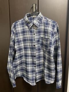 チェック柄 長袖シャツ ブラウス ネイビー系のサムネイル