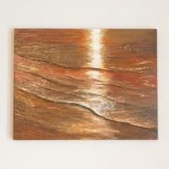 夕日【原画】〈F6サイズ〉テクスチャーアート 海のアート アクリル画