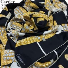 【極美品】Cartie カルティエ シルク イタリア製 大判スカーフ ストール 極美品】Cartie カルティエ フランス製 シルク 大判スカーフ ストール