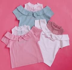 メゾピアノ 半袖Tシャツ レース ドッキングのサムネイル