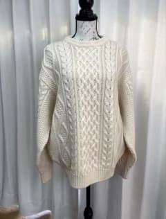 女性L《Pure Merino》（ケーブル編み）ニット