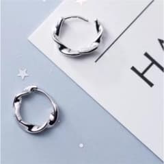 新品 シルバー925 アクセサリー ピアス ユニセックス フープピアス シンプルのサムネイル