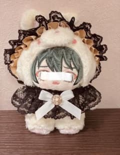 いつぬい ちびぐるみ ケープとヘッドドレスのセット 黒×ベージュ ぬい服のサムネイル