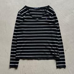 00s ralph lauren border ボーダー ロンt 黒 白 - メルカリ
