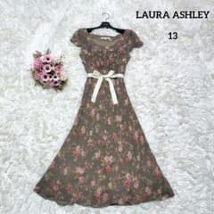 美品♡希少13】ローラアシュレイ シルク100%花柄ロングフレア