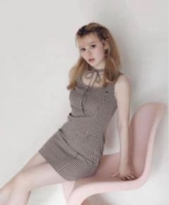 ANDMARY Natalie check mini dress beige - メルカリ