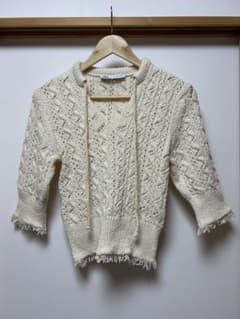 ZARA 透かし編みニット 半袖七部トップス Sサイズのサムネイル