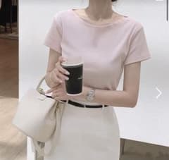 ボートネック半袖Tシャツ ピンク p658338 DHOLIC ディーホリックのサムネイル