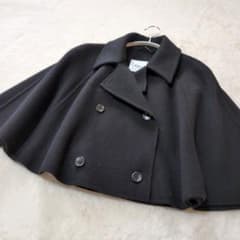 Max Mara ブラック クチートアマーノ ケープコート ポンチョ 白タグ 