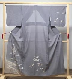 B 夏物 扇に萩 金彩 源氏鼠色 訪問着 正絹 薄物 絽 紗 着物 B 夏物 扇に萩 金彩 源氏鼠色 訪問着 正絹 薄物 絽 紗 着物 - メルカリ