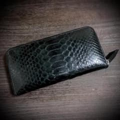 パイソン 長財布 メンズ財布 大容量 レザー 本革 ブラック ブルー YKKのサムネイル