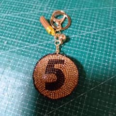 数字 5 ラインストーン キーホルダー