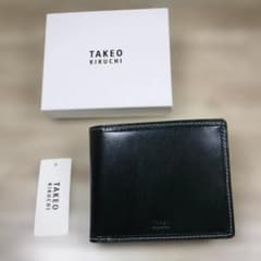 TAKEO KIKUCHI, retail price 17,600 yen, brand new, vegetable-tanned leather, bi-fold wallet, cowhide.