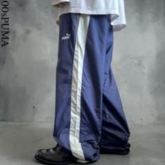 美品 90s 極太 OLD PUMA バギーナイロントラックパンツ ネイビー 美品 90s 極太 OLD PUMA バギーナイロントラックパンツ ネイビー