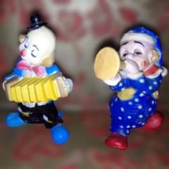 可愛いがって！ピエロ 置物 2体セット 楽器演奏