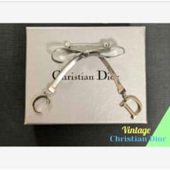 ♤未使用 Dior ヴィンテージ レア リボンブローチ シルバー ディオール