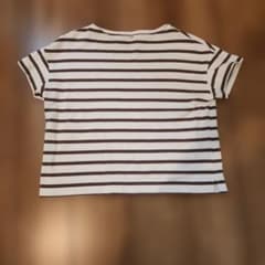 無印良品　婦人ボーダーボードネック半袖Tシャツ sのサムネイル
