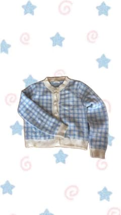 水色と白のチェック柄カーディガンのサムネイル