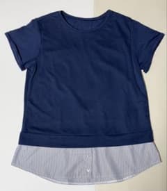 ネイビー 授乳服 Tシャツ L