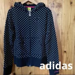 adidas アディダス フルジップパーカー　M ブラック　ドット柄のサムネイル
