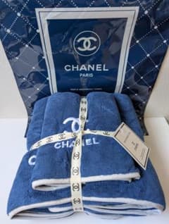 新品 CHANEL/シャネル バスタオル＆フェイスタオル 2枚セット ネイビー